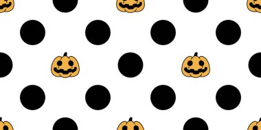 Cadılar bayramı balkabağı desensiz gülümseme yüz polka nokta vektör karalama karikatür arka plan hediye kâğıdı tekrar duvar kağıdı eşarbı izole