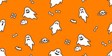 Cadılar Bayramı desensiz hayalet balkabağı kafa vektör kafa kafa çapraz kemikler yarasa çizgi film hediyesi kağıt kaplama arka plan tekrar duvar kâğıdı eşarp izole şeytan çizim tasarımı