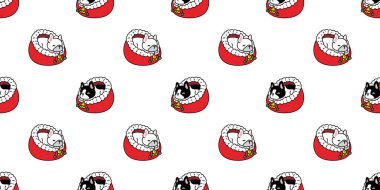 Köpek desensiz Fransız buldoğu Noel yatağı Noel Baba vektör karikatür yavru köpek fayans kaplama kağıdı duvar kâğıdı illüstrasyon eşarbı izole tasarım