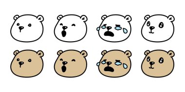 Ayı kutup ikonu kafası gülen vektör oyuncak hayvan karakter çizgi film sembolü dövme illüstrasyon hayvan klipsi sanat izole tasarım