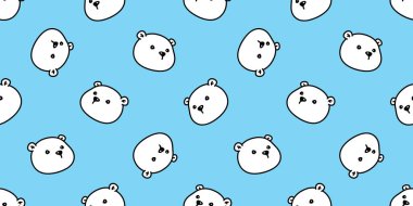 Ayı kutupsuz desensiz vektör ayıcık kafa çizgi film karakteri karalama hediye kâğıt kaplama arka plan Duvar kağıdı illüstrasyon hayvan eşarbı izole tasarım