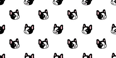 Kusursuz desenli Fransız bulldog aç surat çizgi film köpek yavrusu karalama hediye kağıt kaplama arka plan Duvar kağıdı illüstrasyon eşarbı izole tasarım