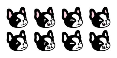 köpek vektörü fransız bulldog aç yüz simgesi çizgi film karakteri köpek kafası karalama sembolü dövme illüstrasyon sanat izole tasarım