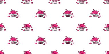 kalp desensiz sevgililer günü sepeti karikatürü hediye paketi kağıt karalama karo arka plan tekrar duvar kağıdı illüstrasyon tasarımı izole