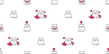 Kedi, kusursuz kalp, sevgililer günü vektörü, şişko kedi, yavru kedi, yavru kuş, çizgi film, karalama, fayans, kaplama kağıdı, duvar kâğıdı, izole tasarım.