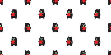 Ayı kutup ayısı desensiz elma vektörü meyvesi siyah oyuncak ayıcık karikatür karton kaplama arkaplan hediye kağıdı tekrar duvar kâğıdı çizim eşarbı izole tasarım