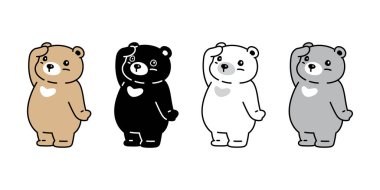 Ayı kutup ikonu vektör ayıcık hayvan ayakta çizgi film karakteri logosu illüstrasyon klibi sanat izole tasarımı