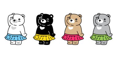 Ayı kutup ikonu vektörü Teddy pet etek çizgi film karakteri logo illüstrasyon klibi sanat izole tasarımı