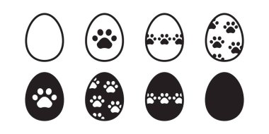 Paskalya yumurtası vektörü köpek pençesi ayak izi ikonu karalama Nisan tavuk ördeği evcil hayvan sembolü soyut polka çizgili Japonya eşarp illüstrasyonunu izole etti