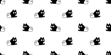kedi desensiz siyah kedi yavrusu beyaz neko calico cılız hayvan vektör karikatür karalama hediye kağıt kaplama arka plan tekrar duvar kağıdı illüstrasyon izole tasarım