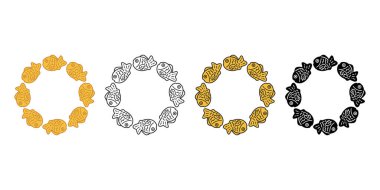 balık Taiyaki vektör karikatür karakteri ikon japan yemek somon balığı yunus karalaması logo okyanus sembolü izole edilmiş hayvan tasarımı