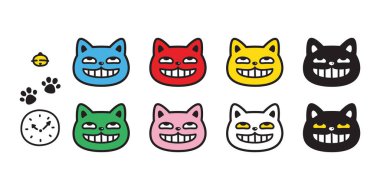 kedi vektör ikonu gülümsemesi kedi logosu calico neko evcil hayvan çizgi film karakteri Munchkin illüstrasyon klip sanatı izole tasarım