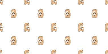 Ayı kutupsuz desen futbol topu sporu vektörü oyuncak hayvan karikatürü hediye paketi kağıt pastel renkli döşeme arka planı duvar kağıdı illüstrasyon eşarbı izole tasarım