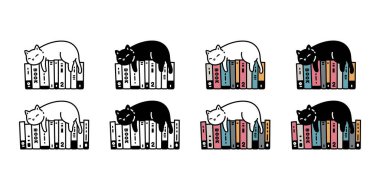 kedi vektörü kedi yavrusu ikonu uyuyan kitap calico neko evcil hayvan çizgi film karakteri Munchkin illüstrasyon klip sanatı izole tasarım