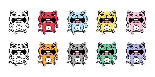 Cat ベクトル キットテン ランニング アイコン ウォーキング カリコ ペット キャラクター ムンチンキン — ストックベクタ