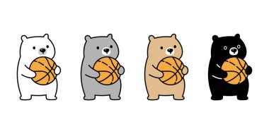 Ayı kutup ikonu basketbol topu spor vektörü oyuncak hayvan çizgi film karakteri logo illüstrasyon klip sanatı izole tasarım