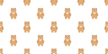 Ayı kutupsuz desensiz gülümseme oyuncak bebek kürk vektör hayvan çizgi film karalama hediye kağıt kaplama arka plan tekrar duvar kağıdı illüstrasyon eşarp izole tasarım