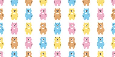 Ayı kutupsuz desensiz gülümseme oyuncak bebek vektör karikatür karalama hediye kağıt kaplama arka plan tekrar duvar kağıdı eşarp izole illüstrasyon tasarımı