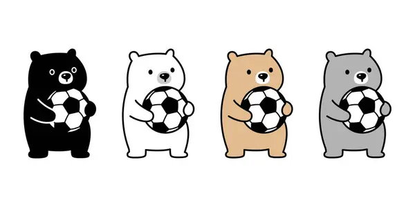Oso Polar Fútbol Fútbol Pelota Deporte Icono Vector Peluche Mascota Vectores De Stock Sin Royalties Gratis