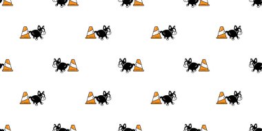 Köpek desensiz Fransız buldog trafik konisi koni vektör köpek yavrusu karalama hediye kağıt kaplama arka plan tekrar duvar kâğıdı illüstrasyon eşarbı izole tasarım