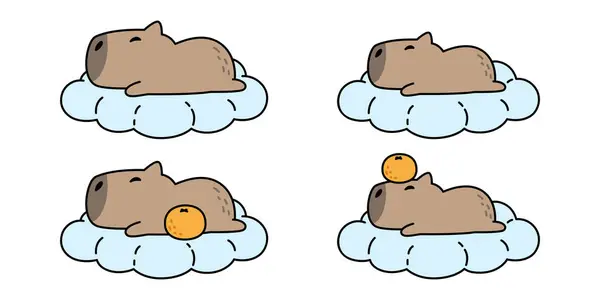 Capybara Icono Vector Dormir Nube Naranja Fruta Mascota Dibujos Animados Ilustraciones De Stock Sin Royalties Gratis