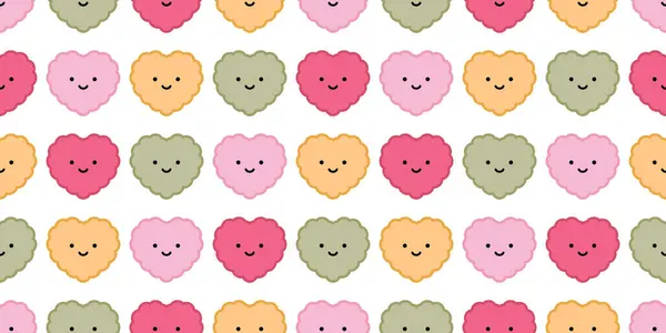 Corazón Patrón Sin Costuras San Valentín Mullido Sonrisa Vector Doodle Ilustraciones De Stock Sin Royalties Gratis