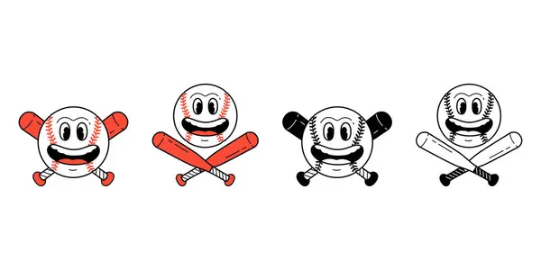 Béisbol Vector Cara Sonrisa Icono Dibujos Animados Logo Carácter Doodle Vectores De Stock Sin Royalties Gratis