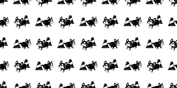 Perro Patrón Sin Costuras Bulldog Francés Tráfico Cono Vector Dibujos Vectores De Stock Sin Royalties Gratis