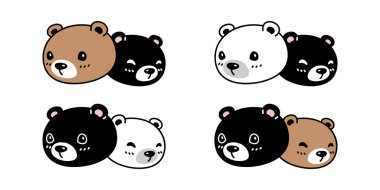 Ayı kutup ikonu kahverengi ayıcık vektörü baş hayvan çizgi film karakteri logo illüstrasyon klip sanatı izole tasarım