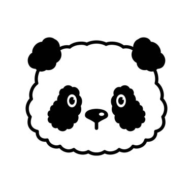 panda kutup ayısı simgesi yüz baş Teddy vektör pofuduk kürk evcil hayvan karakteri logo illüstrasyon klibi sanat izole tasarımı