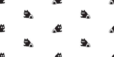 kedi pürüzsüz desenli onigiri kedi yavrusu calico neko japan yemek vektörü çizgi film karikatür karikatür arka plan hediye paketi kağıt tekrar duvar kağıdı eşarbı izole illüstrasyon tasarımı