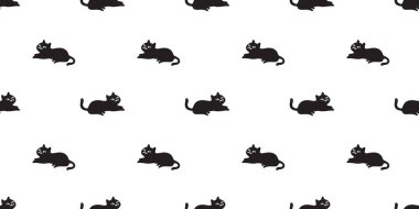 kedi desensiz siyah kedi yavrusu bıyıklı Calico neko vektör karikatür karikatür fayanslı arka plan hediye paketi kağıt tekrar duvar kağıdı eşarbı izole illüstrasyon tasarımı