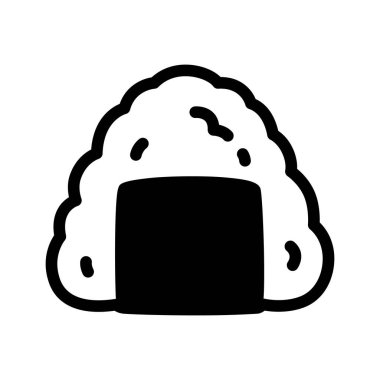 Onigiri ikonu Japon yemeği suşi çizgi film karakteri logosu izole edilmiş illüstrasyon karalama tasarım klip sanatı
