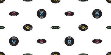 Köpek patisi. Kedi ayak izi. Müzik şarkısı. Disk vektör karikatürü. Evcil hayvan karalama.