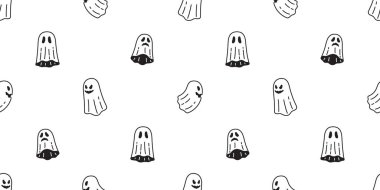 Hayalet desensiz, ürkütücü cadılar bayramı vektörü karikatür karikatür hediye kağıttan kaplama arka plan tekrar duvar kâğıdı eşarbı şeytani illüstrasyon tasarımı