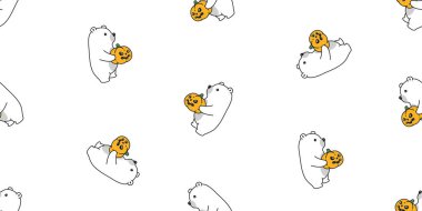 Kutupsuz kutup desensiz cadılar bayramı balkabağı balkabağı Jack o fener Teddy kucak vektör karikatür karikatür arka plan hediye ambalaj kağıdı eşarp izole tekrar duvar kağıdı illüstrasyon tasarımı