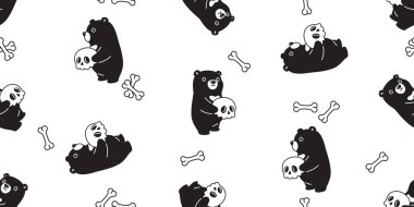 kutupsuz kutup desensiz cadılar bayramı kafatası kemiği çapraz kemikler Teddy kucak vektör karikatür karton kaplama arka plan hediye kağıt eşarp izole tekrar duvar kağıdı illüstrasyon tasarımı