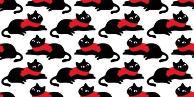 kedisiz desenli Noel eşarbı siyah kedi Noel Baba Noel Baba şapka calico neko vektör çizgi film evcil hayvan karalama hediye kağıt kaplama arka plan tekrar duvar kâğıdı çizim tasarımı