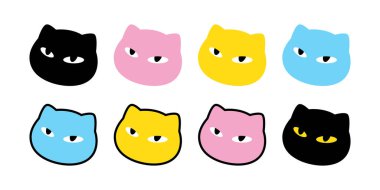 kedi vektörü kedi surat ikon baş karikatür karakter karalama pastel renk illüstrasyon klibi sanat izole tasarım