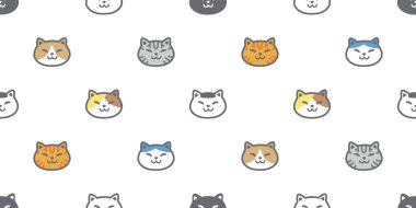 Kedi desensiz gülen surat, yavru kedi, karikatür, karalama, ev hayvanı, kağıt kaplama arka plan, duvar kâğıdı illüstrasyonunu tekrarla.