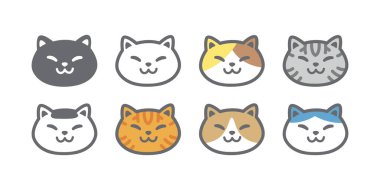 kedi vektörü kedi yavrusu Calico ikonu gülümseyen surat logo sembolü evcil karakter çizimi karalama tasarımı izole klip sanatı