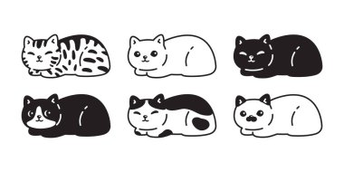 kedi vektörü kedi yavrusu Calico çömelmiş oturma ikonu logosu sembolü evcil karakter çizimi karalama tasarımı izole klip sanatı