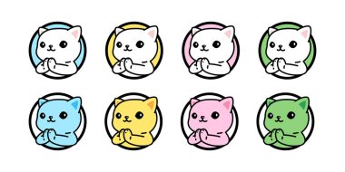 cat vector kitten calico hello sawaddee round boeder icon smiling face logo symbol pet cartoon character illustration doodle design isolated clip art