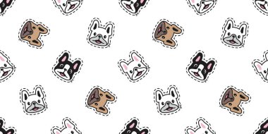 dog seamless pattern french bulldog cutting sticker dash line puppy smiling cartoon doodle pet tile background repeat wallpaper gift wrapping paper illustration
