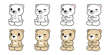 Ayı kutup ikonu vektörü lütfen meditasyon budizm ayıcık evcil hayvan logosu sembolü illüstrasyon sanatı izole