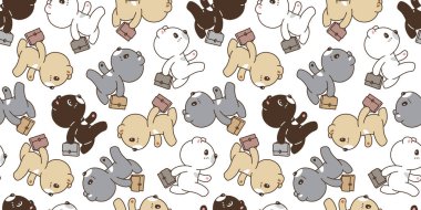 Ayı desensiz kutup ayısı yürüyen evrak çantası vektörü Teddy çizgi film karikatür fayans arkaplan hediye paketi kağıt tekrar duvar kağıdı eşarbı izole tasarım