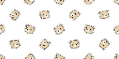 Ayı desensiz kutup ayısı yüzü sticker çizgi çizgisi vektör çizgisi karikatür karikatür karikatür kartonpiyer karo karo kaplama kağıdı tekrar duvar kağıdı eşarp izole çizim tasarımı kahverengi