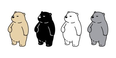 Ayı kutup ikonu vektörü şişman ayıcık evcil hayvan çizgi film karakteri logo illüstrasyon klibi sanatı izole