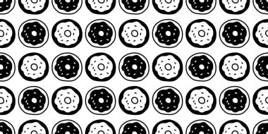 Donut desensiz vektör fırın ekmek yemek çizgi film karakteri eşarp tecrit tekrar duvar kağıdı döşeme arka plan hediye kağıt karalama tasarım klipsi sanat