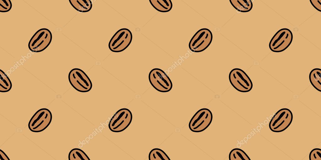 Coffee beans seamless pattern cafe hot tea cup vector bakery water drinking cartoon doodle gift wrapping paper tile background repeat wallpaper scarf isolated illustration design